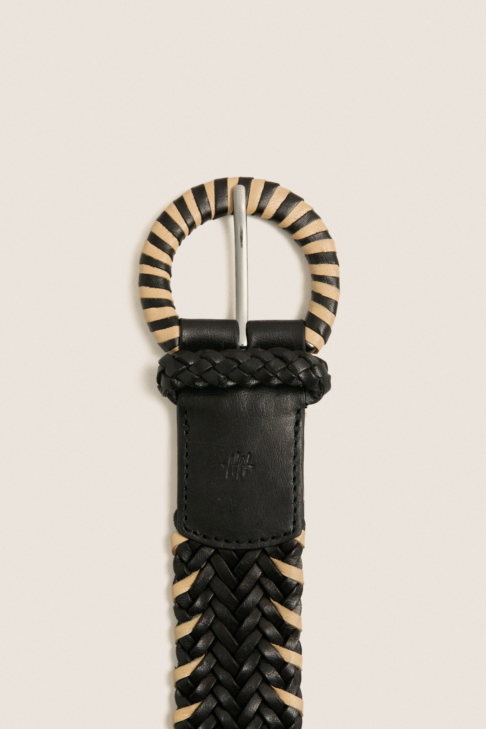 Black Wrapped Leather Buckle Belt