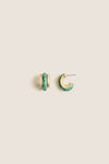 Moss Agate Semi Stone Combo Chubby Hoop Earrings