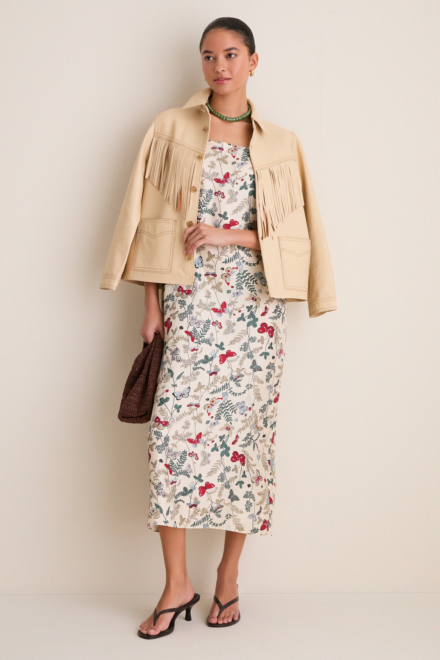 Gold and Green Jade Stone Slice Necklace