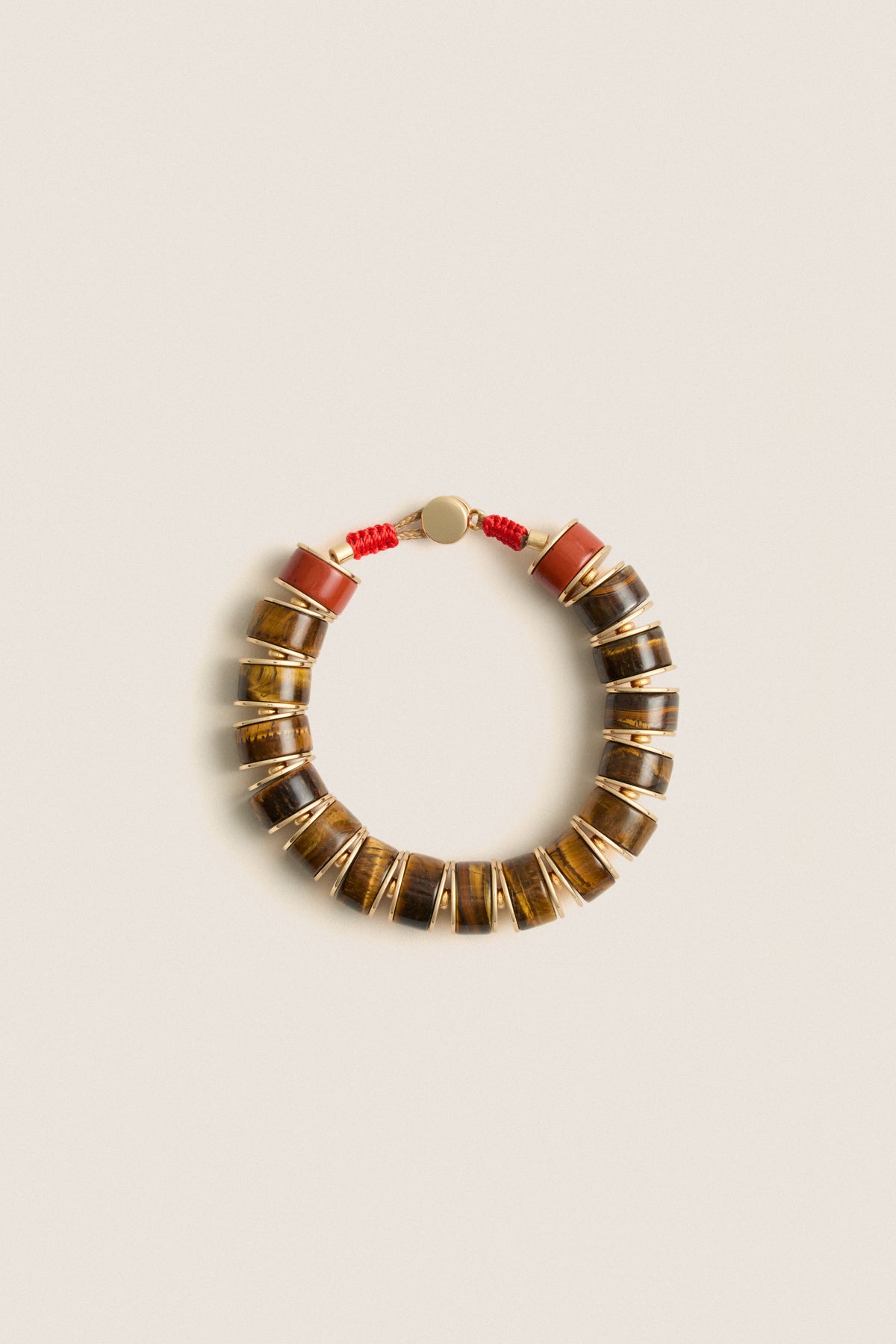 Gold and Tigers Eye Stone Slice Bracelet