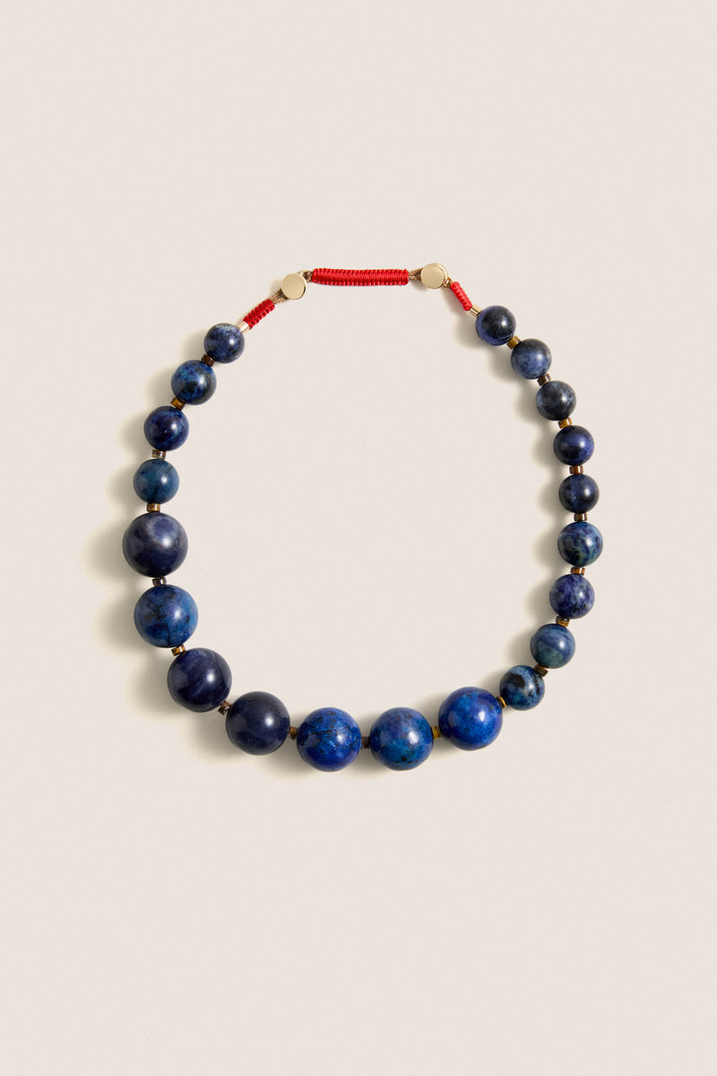 Lapis Large Beaded Semi Necklace