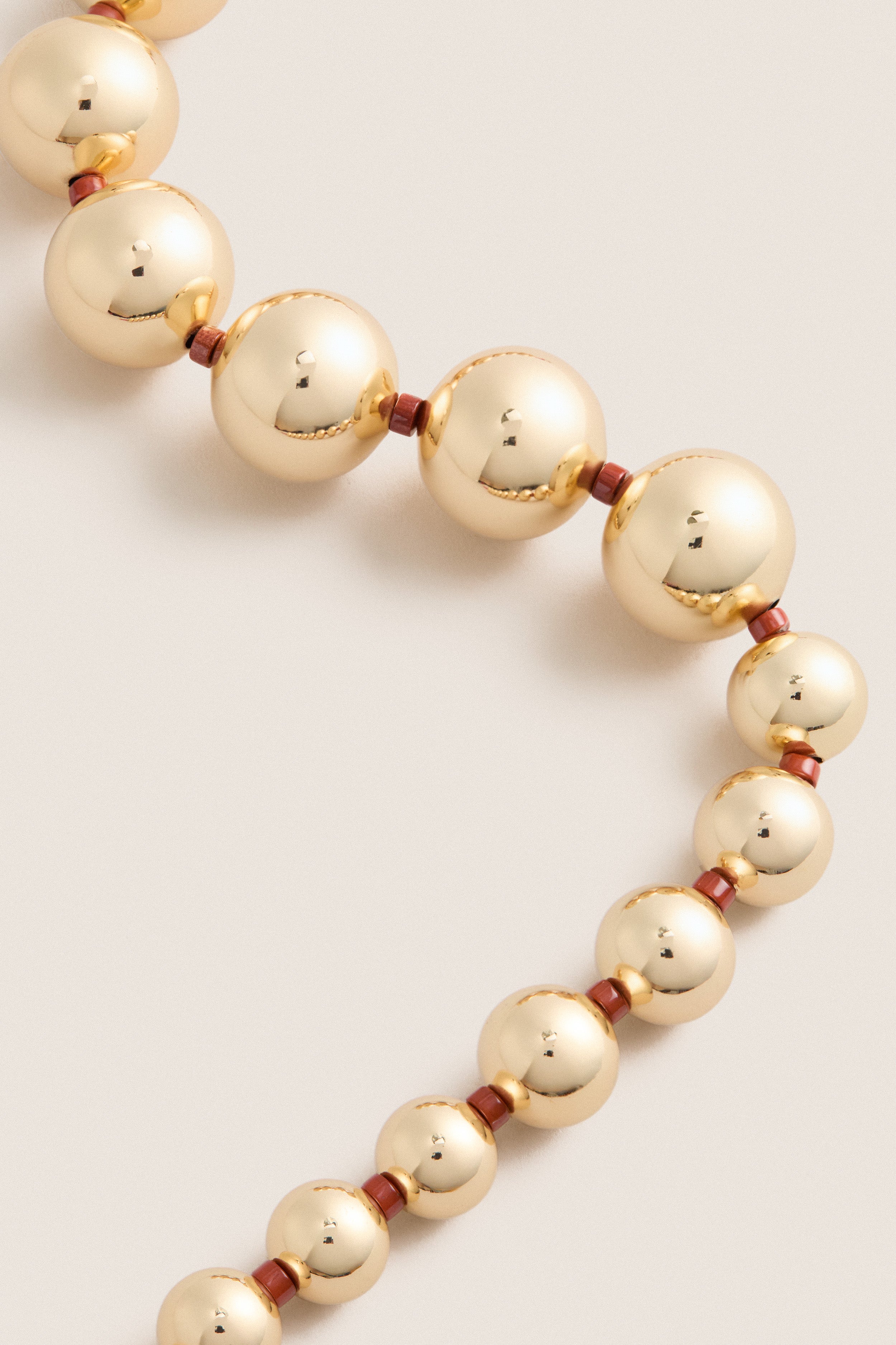 Gold and Red Jasper Large Beaded Metal Ball Necklace | Roxanne
