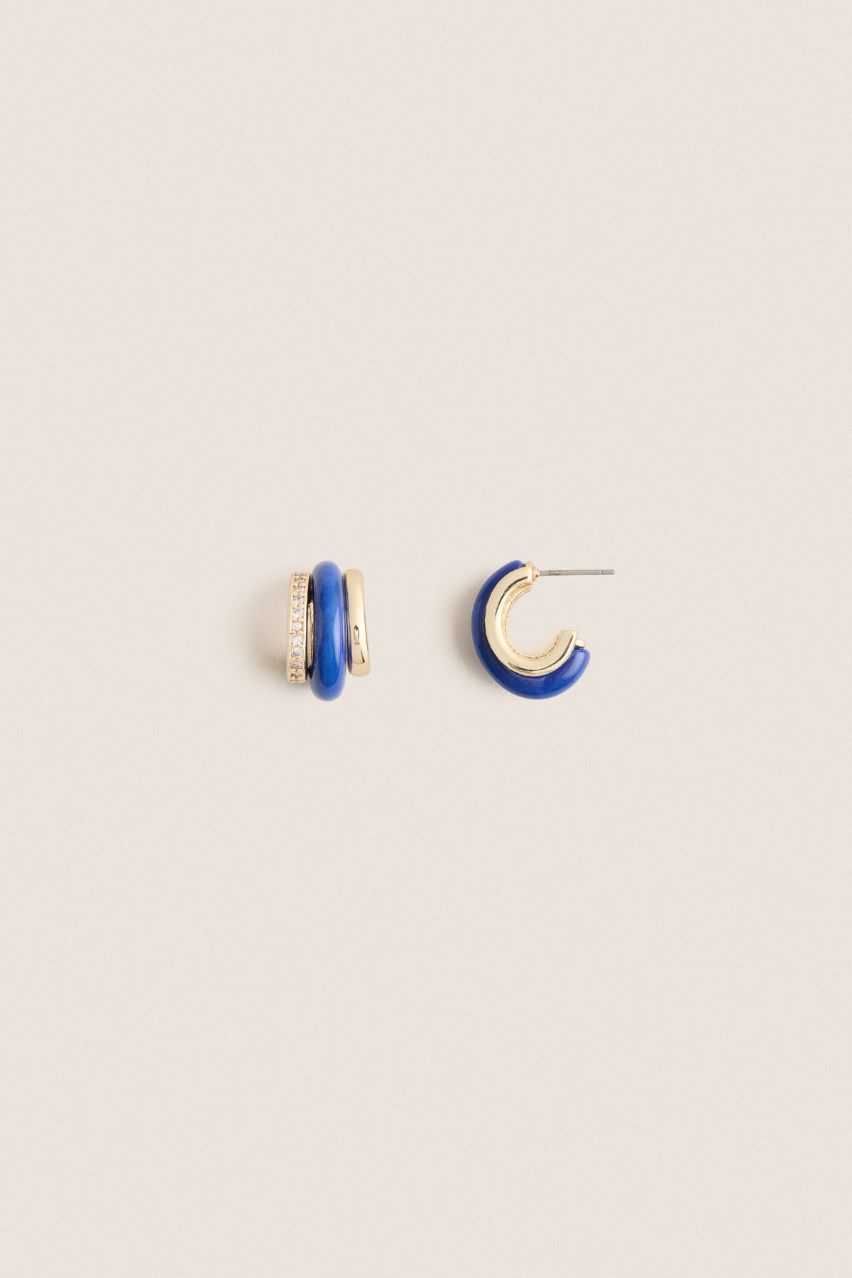 Lapis Semi Stone Combo Chubby Hoop Earrings