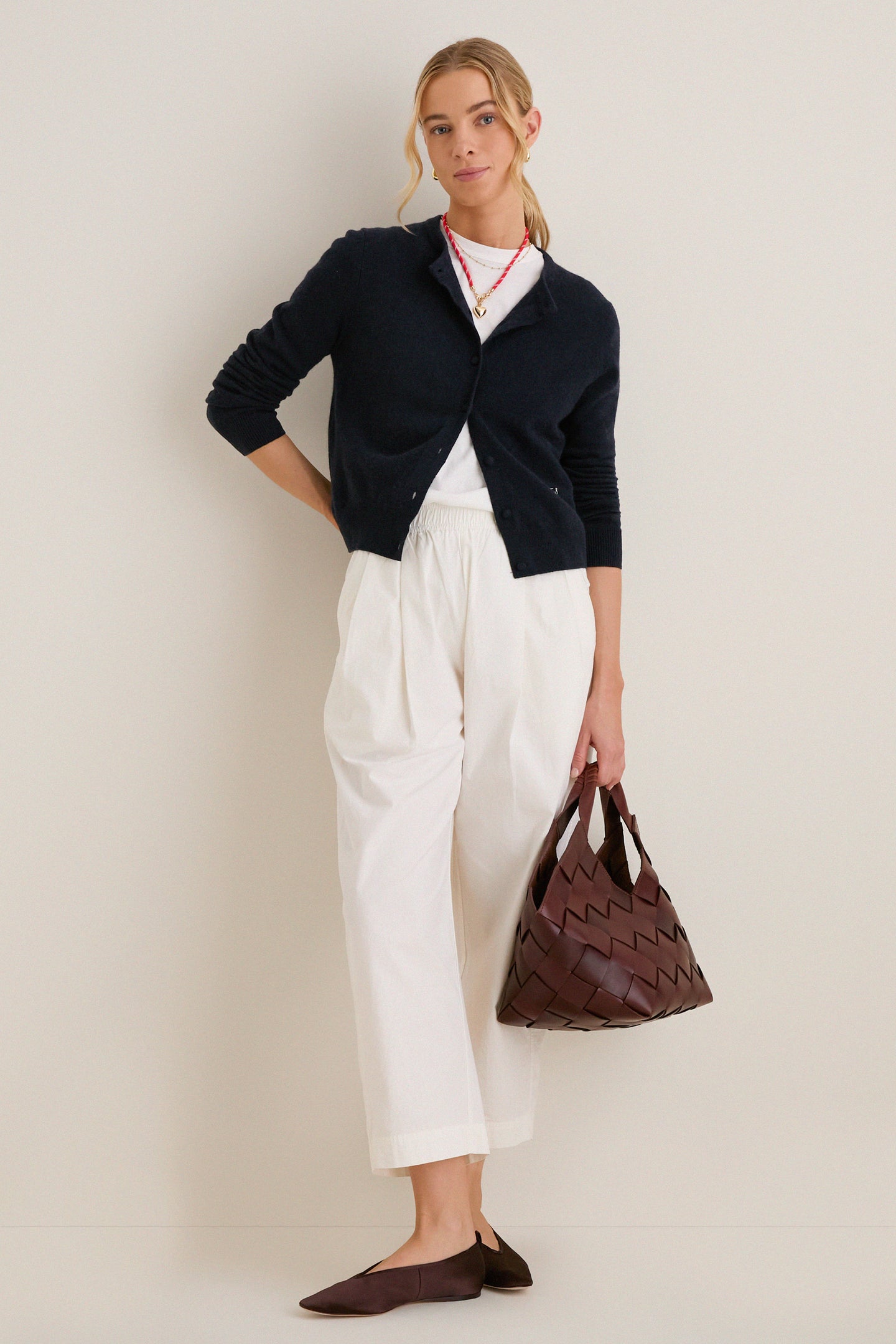 Red and Gold Happy Cord Charm Necklace with Puffy Heart Charm