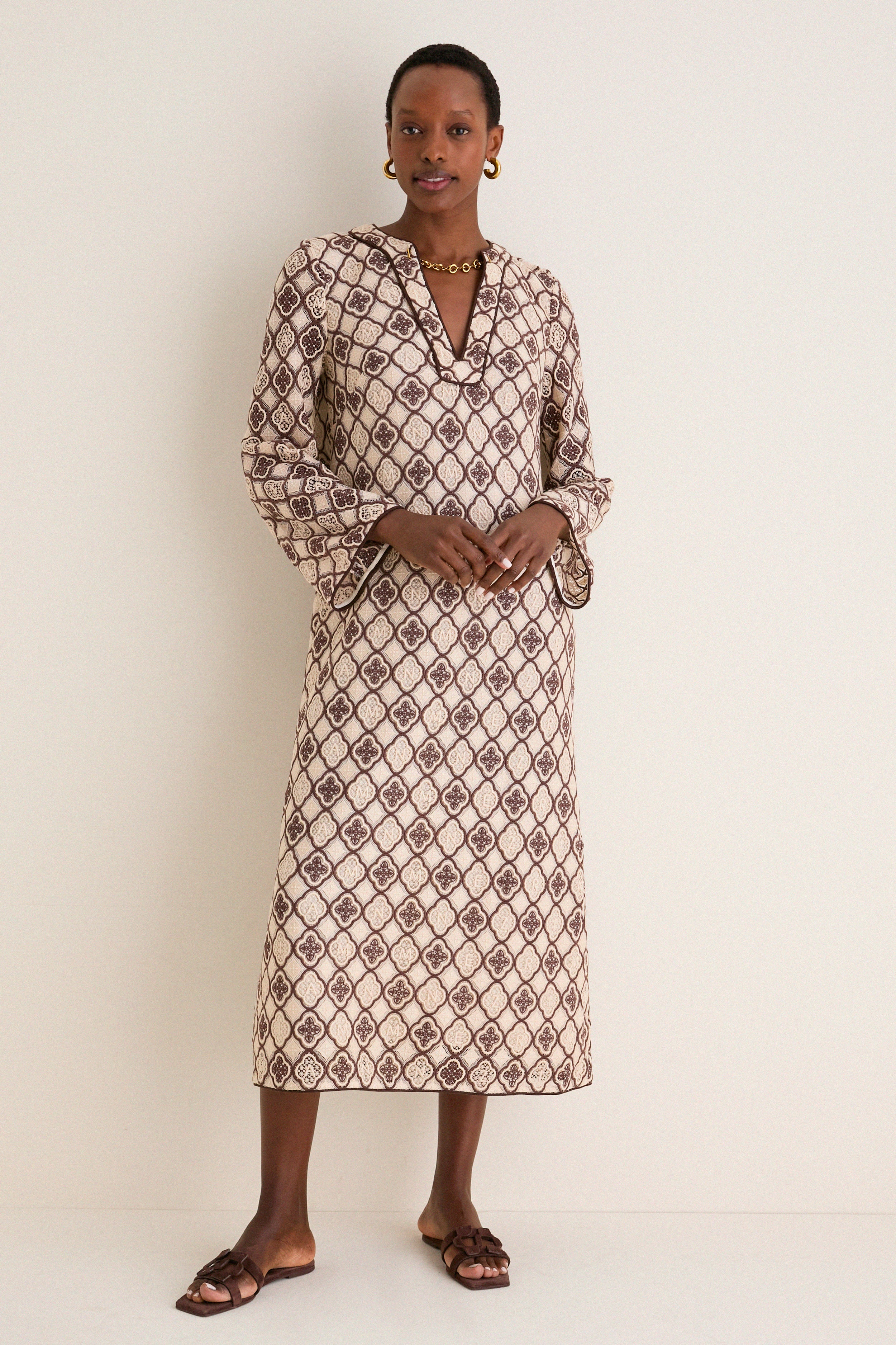 Chocolate Cream Luna Guipure Midi Dress | Zimmermann