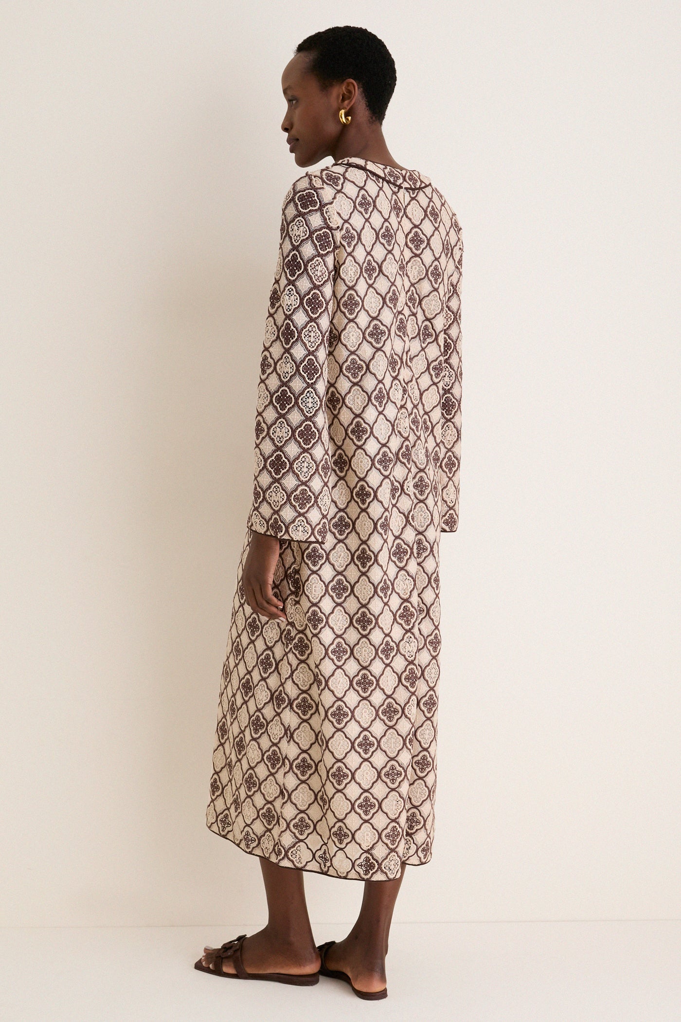 Chocolate Cream Luna Guipure Midi Dress