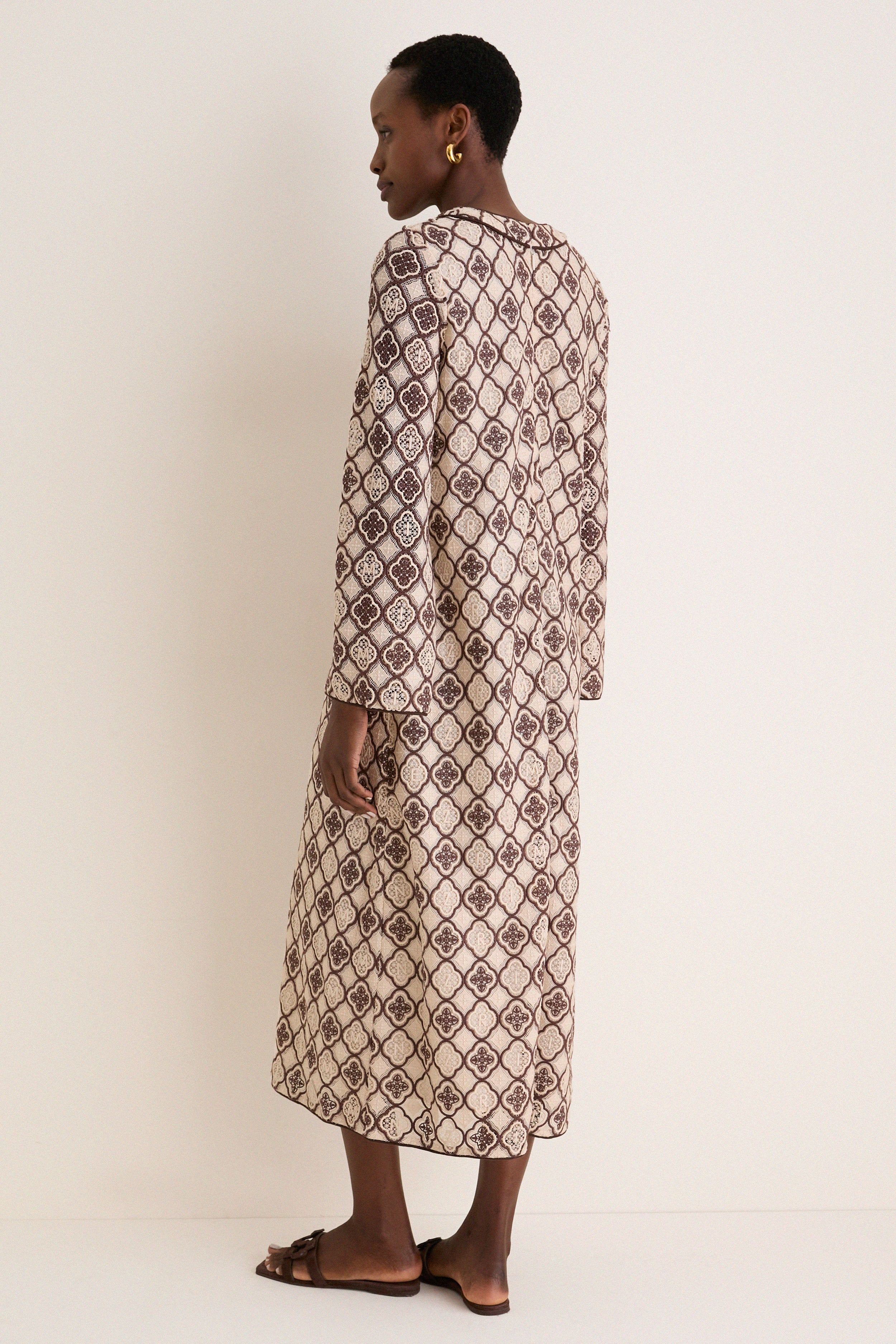 Chocolate Cream Luna Guipure Midi Dress