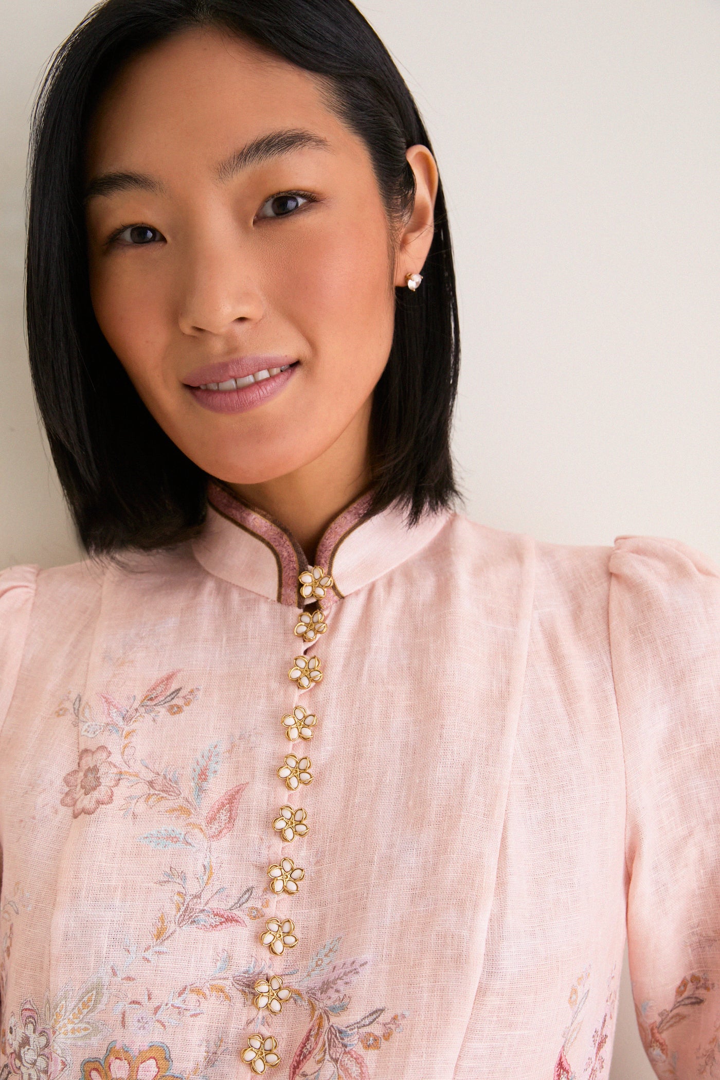alchemy mini dress Pink Paisley Alchemy Button Mini Dress
