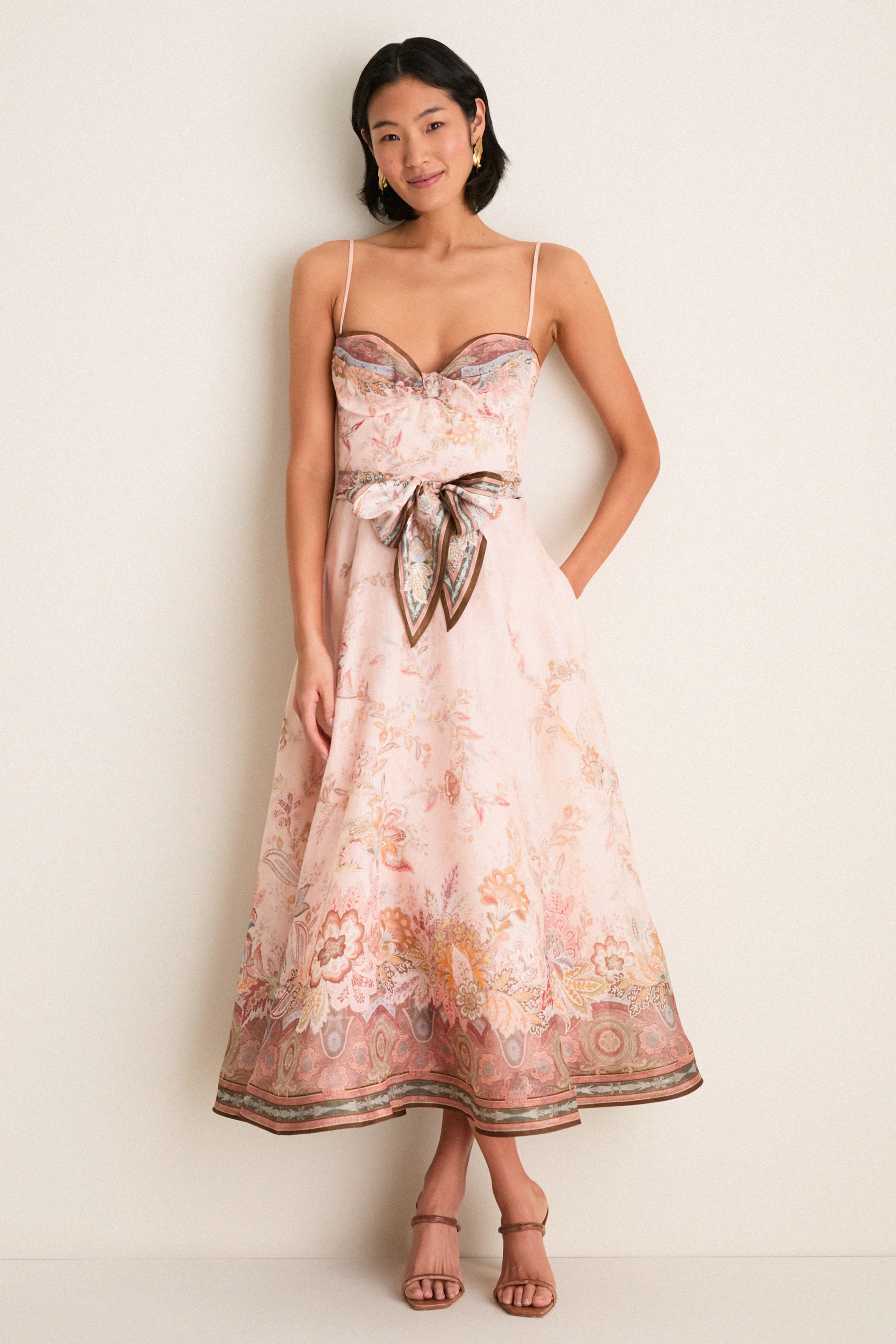 Pink Paisley Alchemy Structured Midi Dress