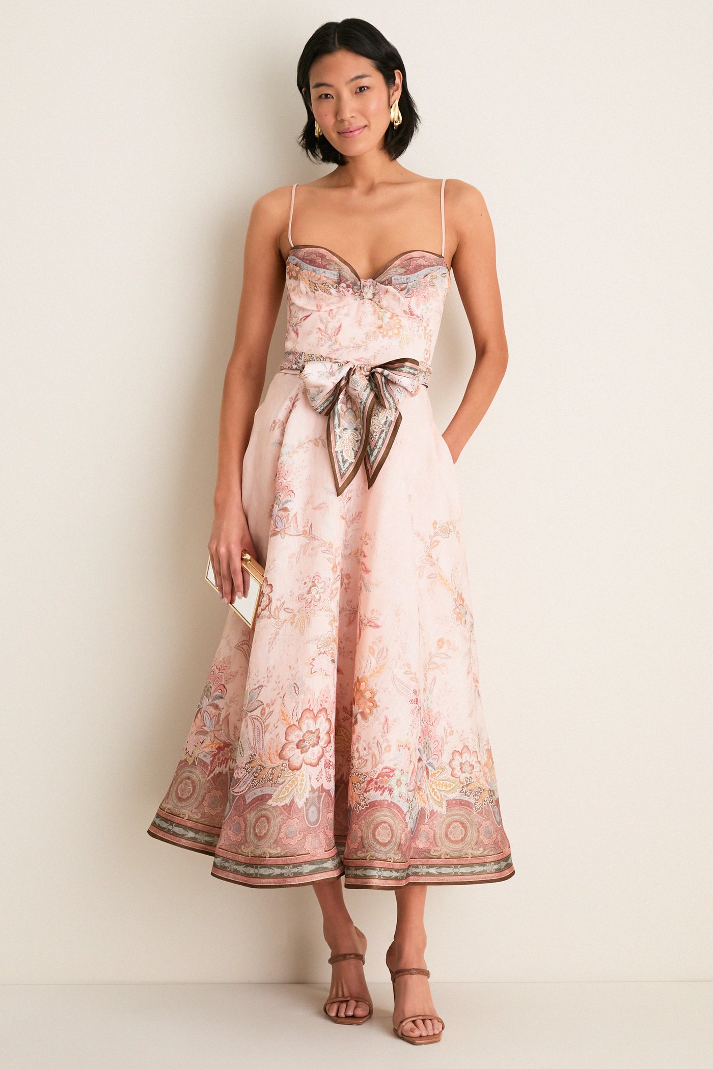 Pink Paisley Alchemy Structured Midi Dress