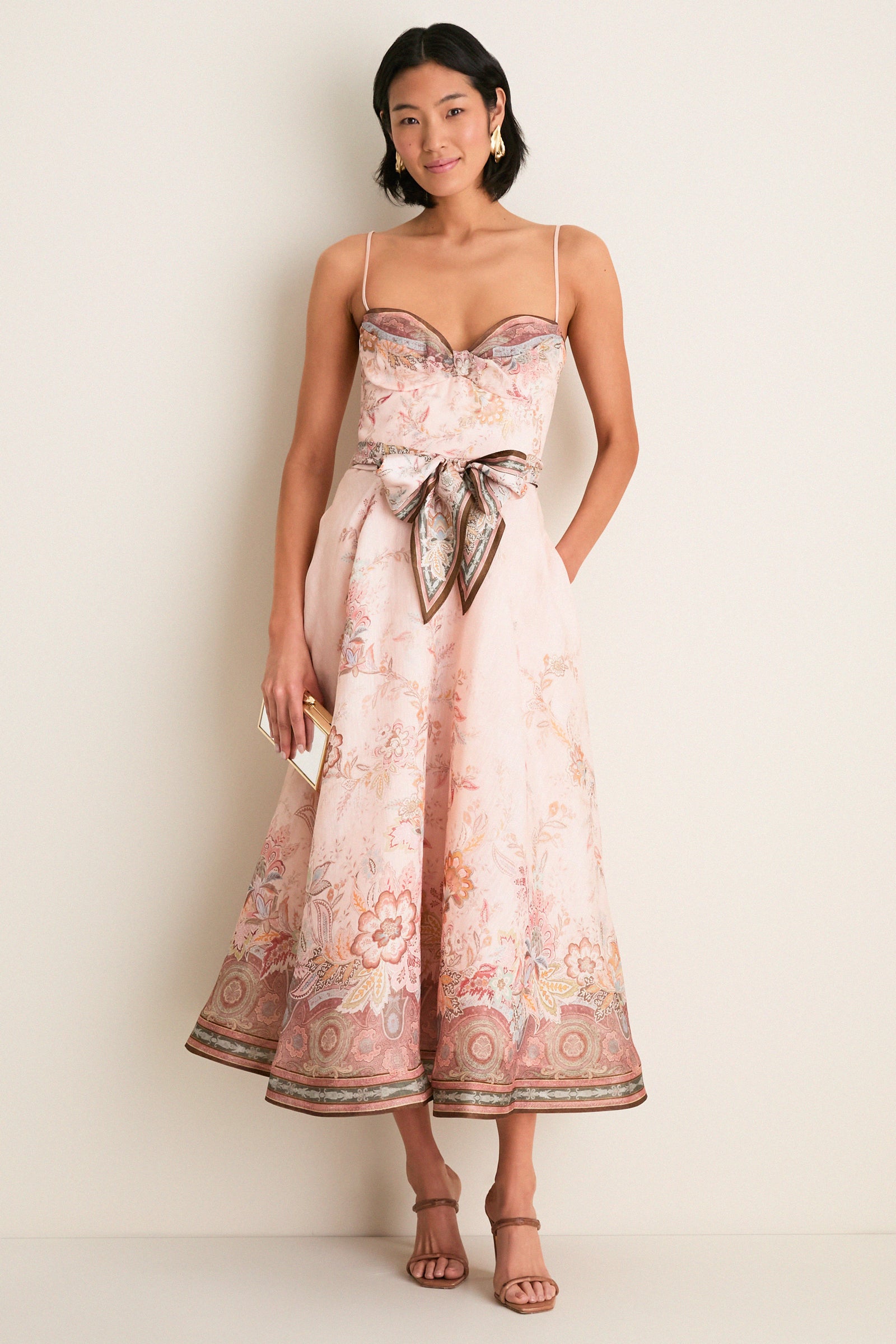 Pink Paisley Alchemy Structured Midi Dress