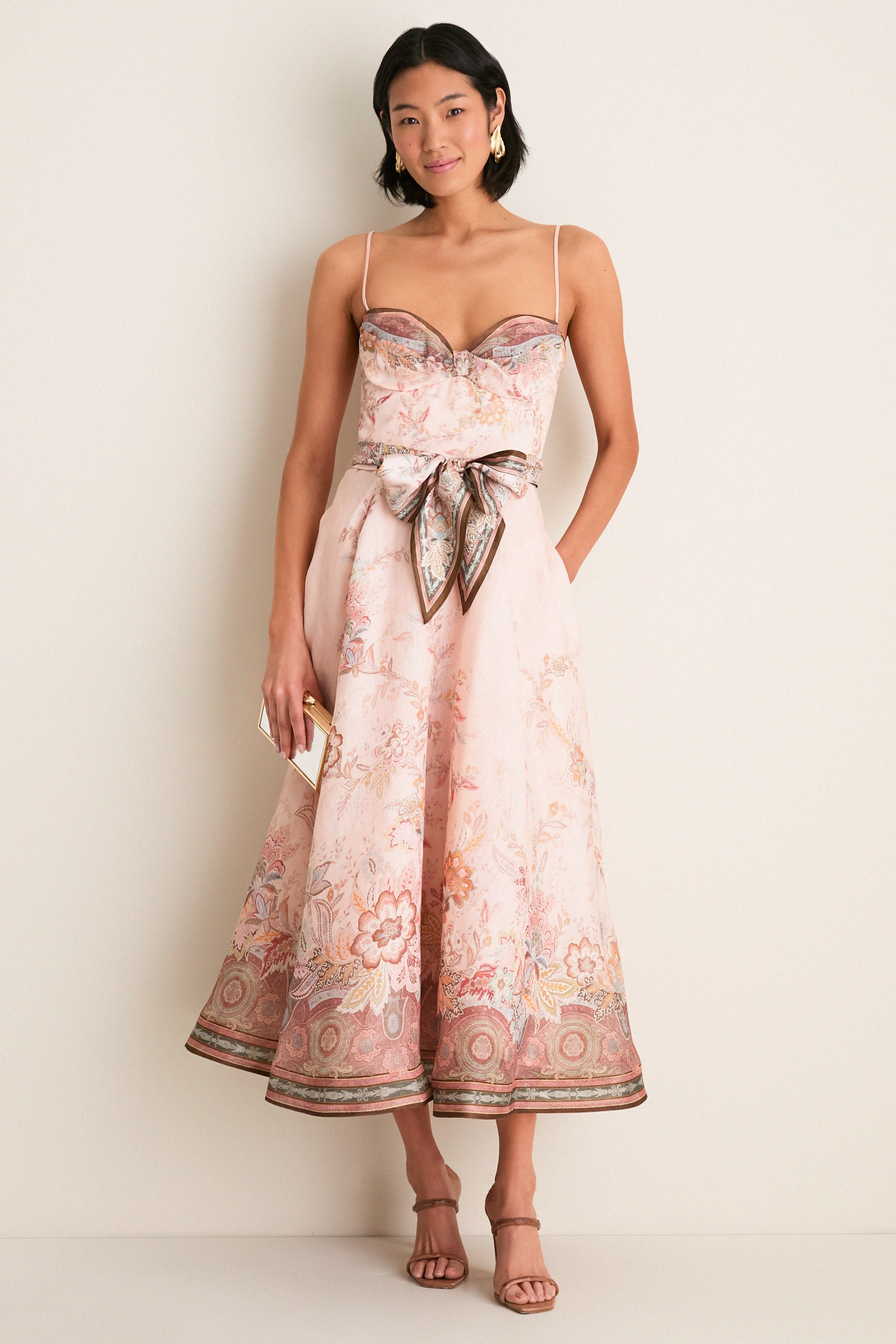 Pink Paisley Alchemy Structured Midi Dress