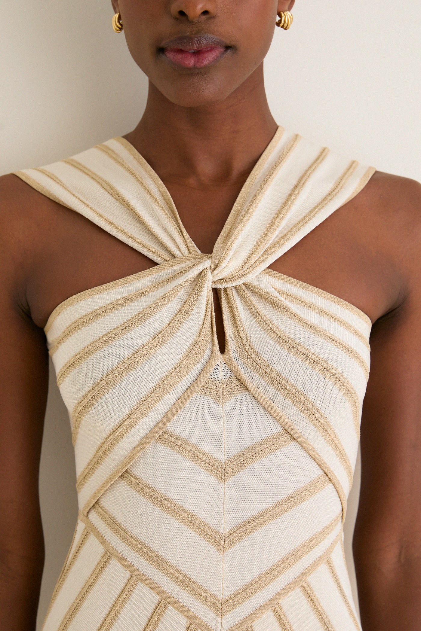 Cream and Gold Luna Metallic Halter Dress | Zimmermann Cream and Gold Luna Metallic Halter Dress | Zimmermann