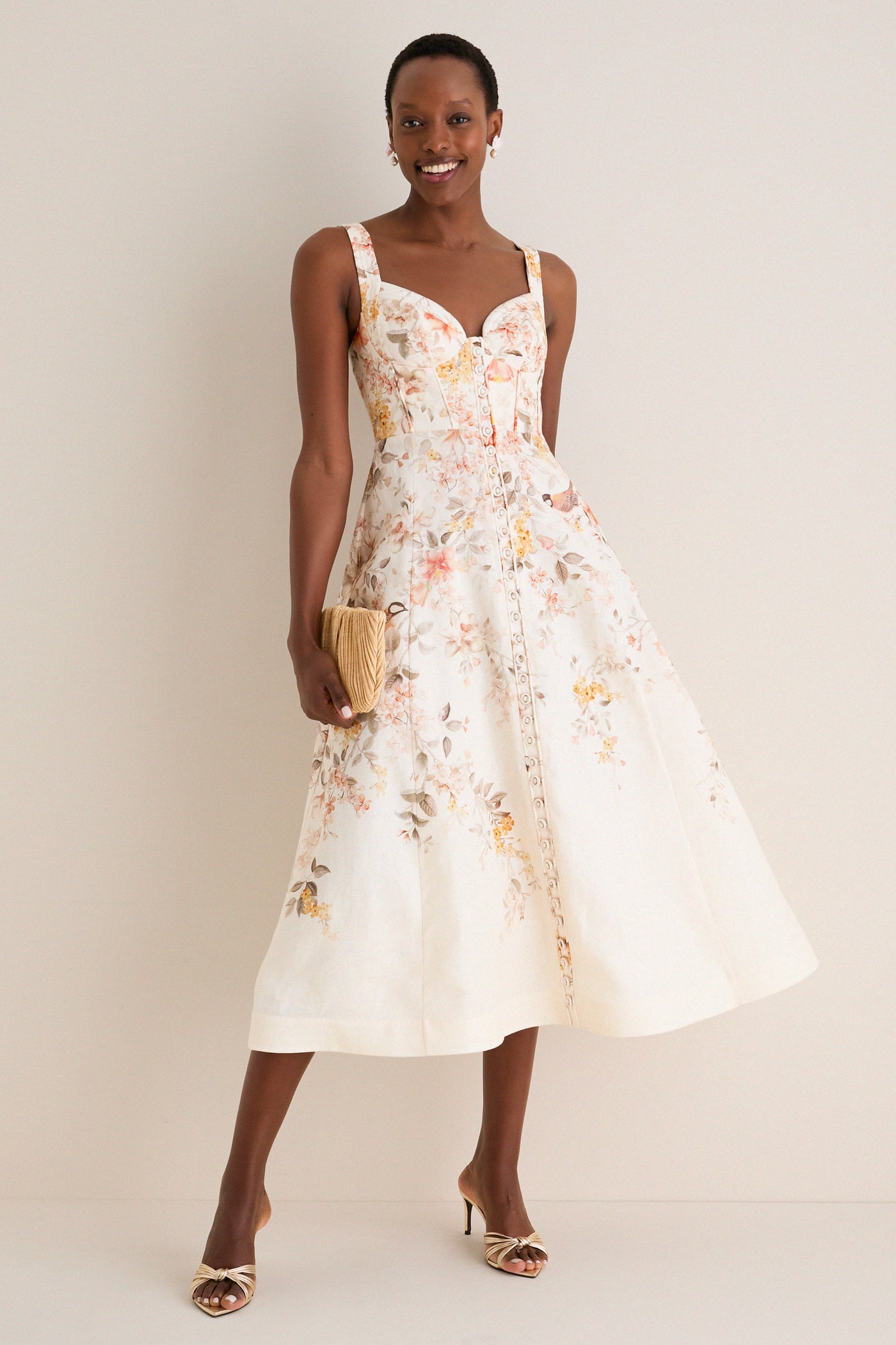 Cream Songbird Luna Buttoned Picnic Dress | Zimmermann Cream Songbird Luna Buttoned Picnic Dress | Zimmermann