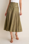 Olive Dot Luna Cargo Midi Skirt