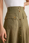 Olive Dot Luna Cargo Midi Skirt