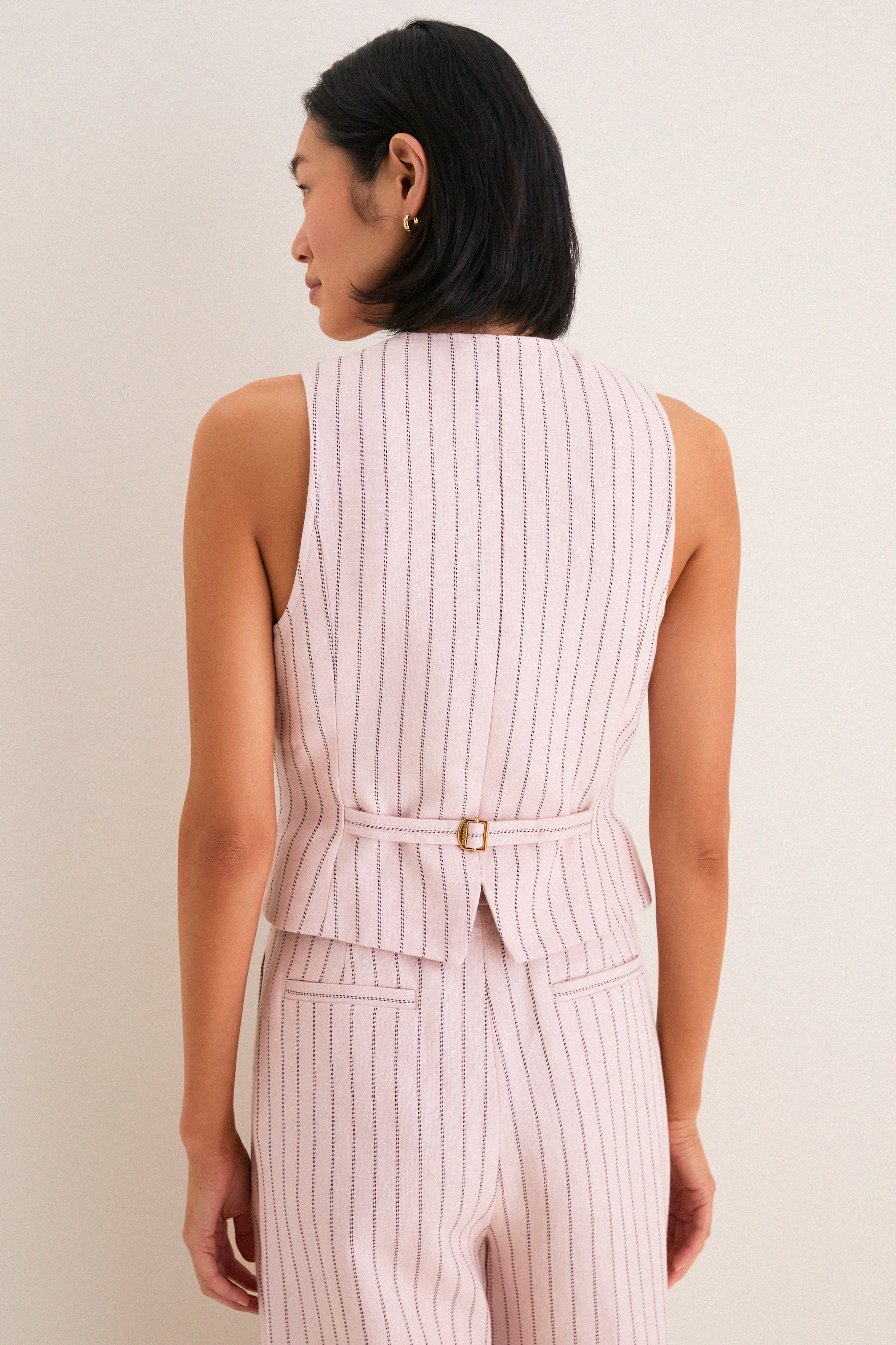 Pink Chocolate Stripe Alchemy Linen Waistcoat | Zimmermann
