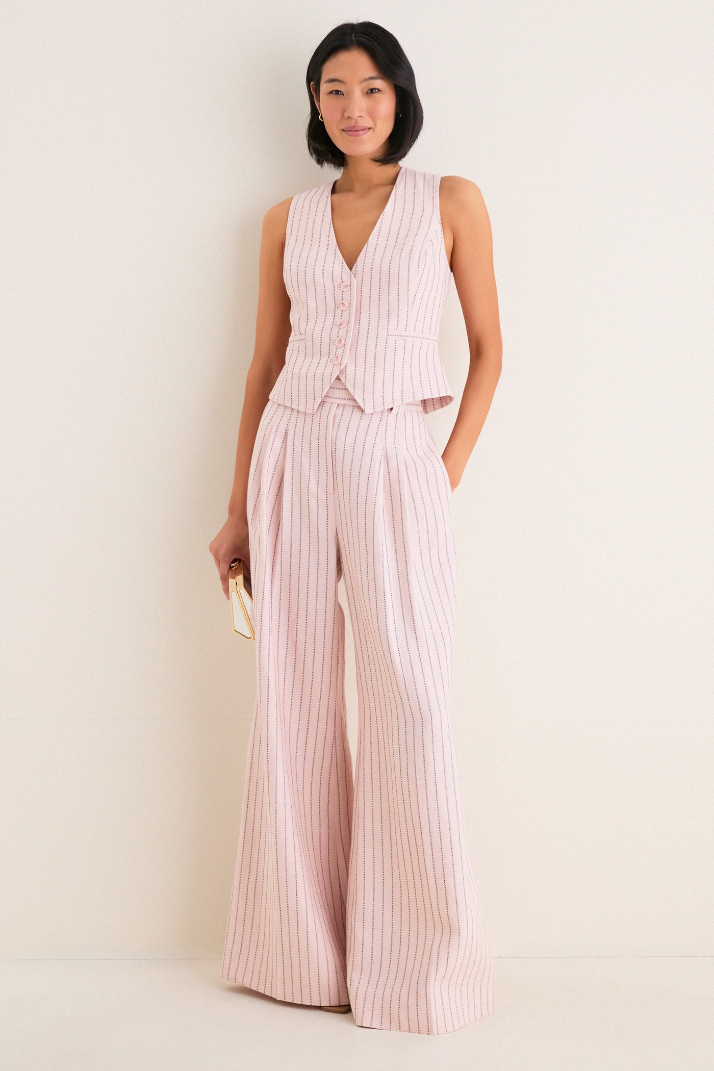 Pink Chocolate Stripe Alchemy Linen Waistcoat