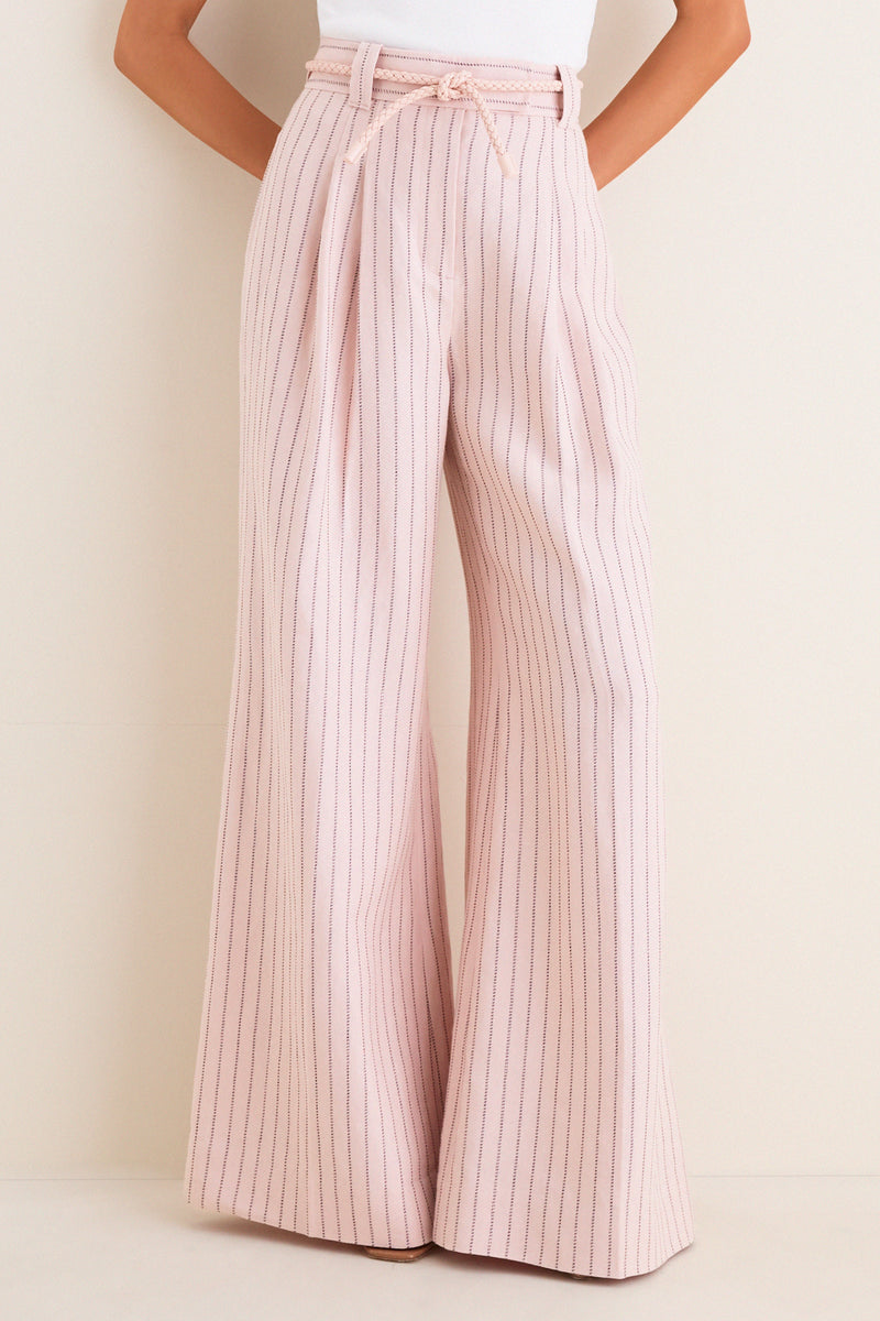 Pink Chocolate Stripe Alchemy Linen Wide Pant