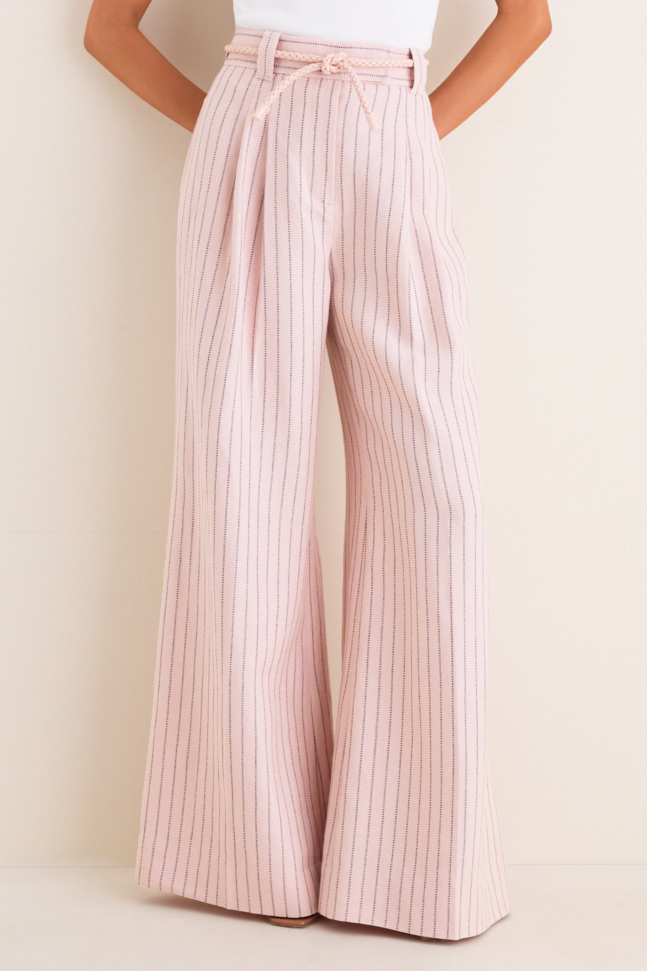 Pink Chocolate Stripe Alchemy Linen Wide Pant | Zimmermann