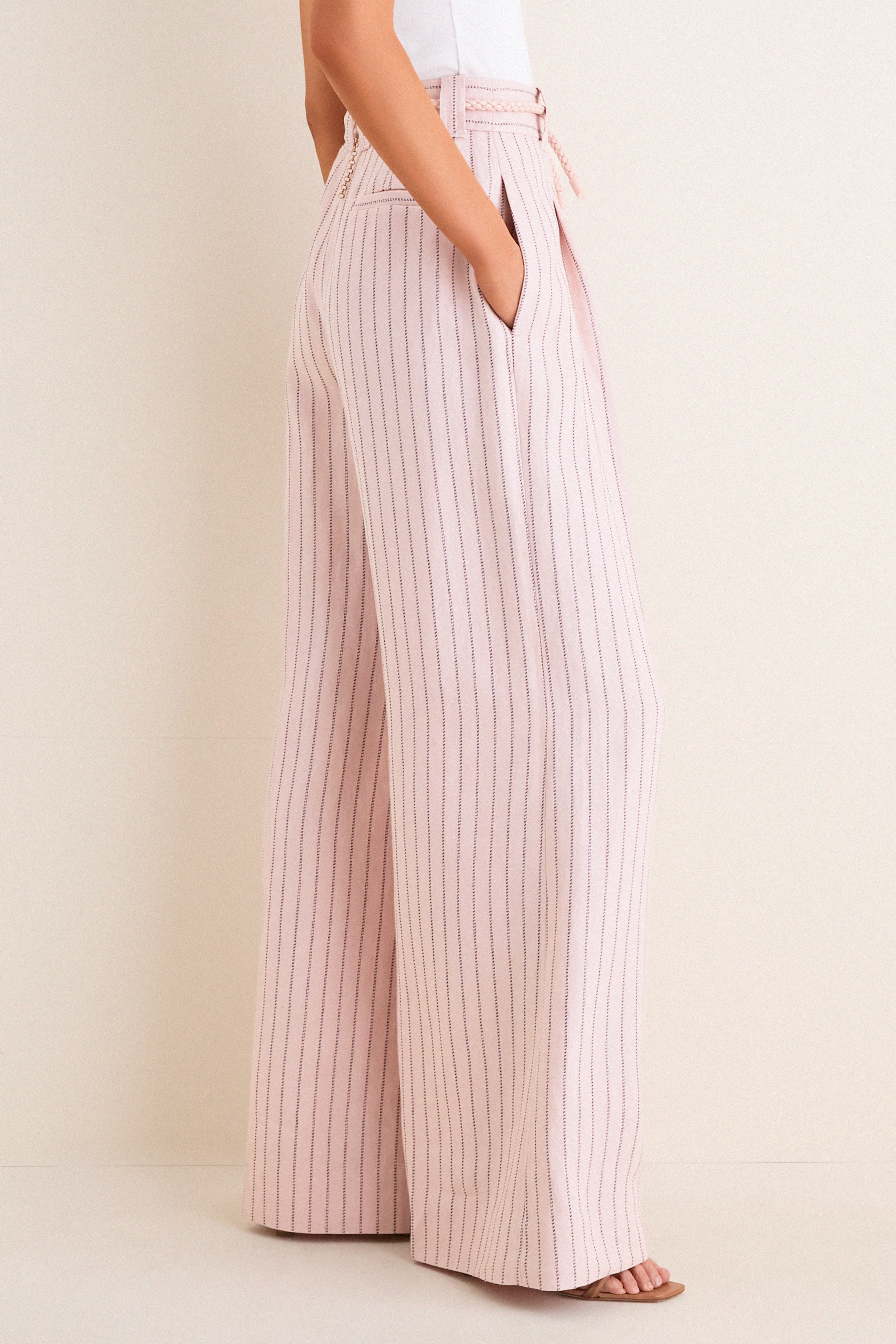 Pink Chocolate Stripe Alchemy Linen Wide Pant | Zimmermann