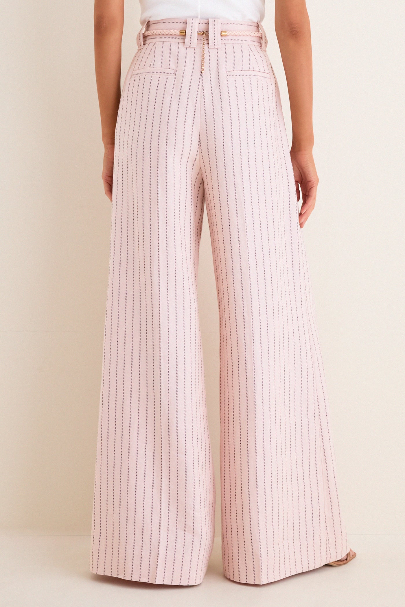 Pink Chocolate Stripe Alchemy Linen Wide Pant