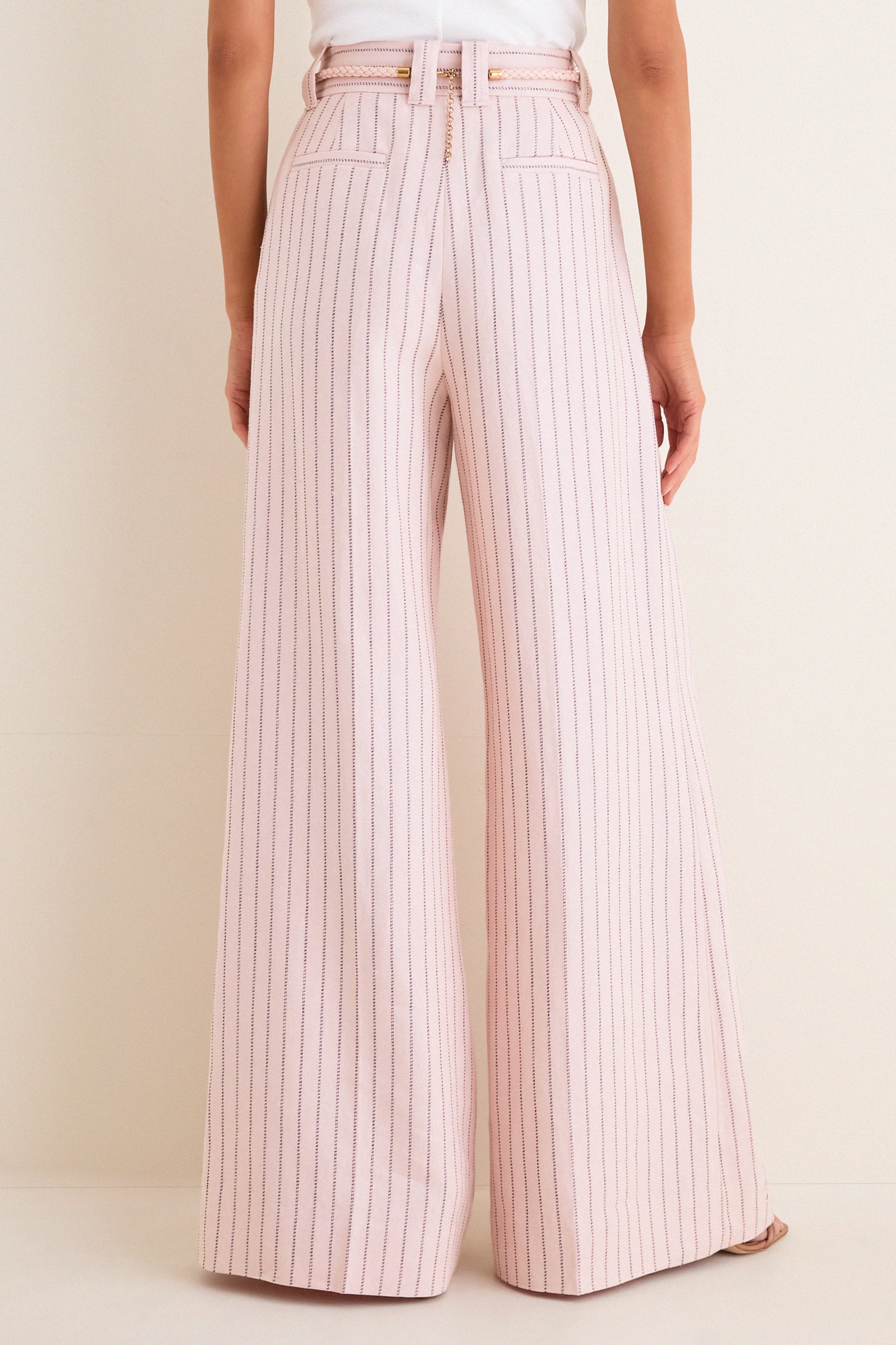 Pink Chocolate Stripe Alchemy Linen Wide Pant