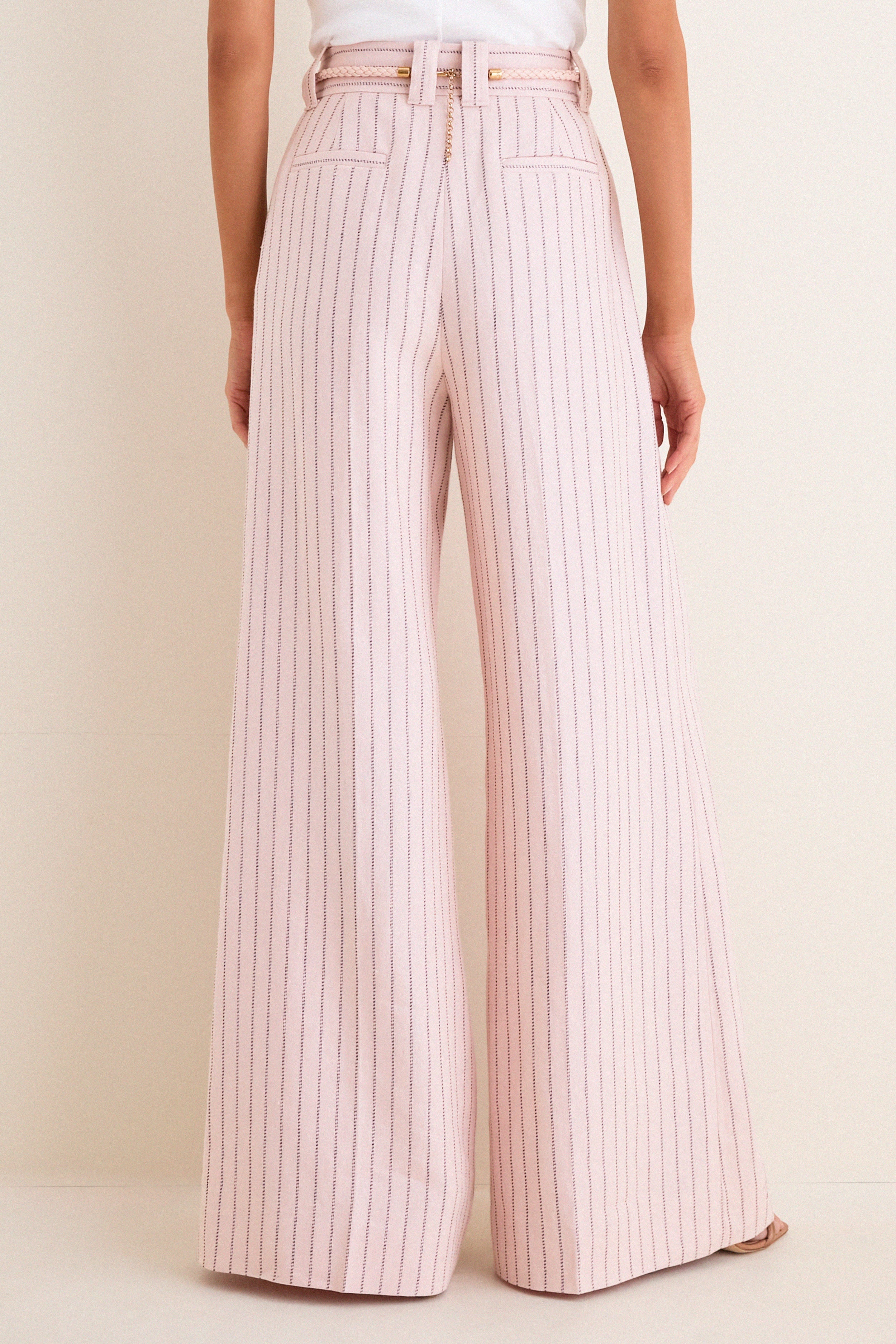 Pink Chocolate Stripe Alchemy Linen Wide Pant