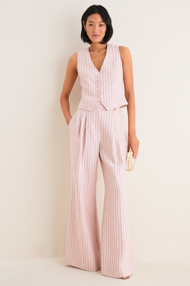 Pink Chocolate Stripe Alchemy Linen Wide Pant