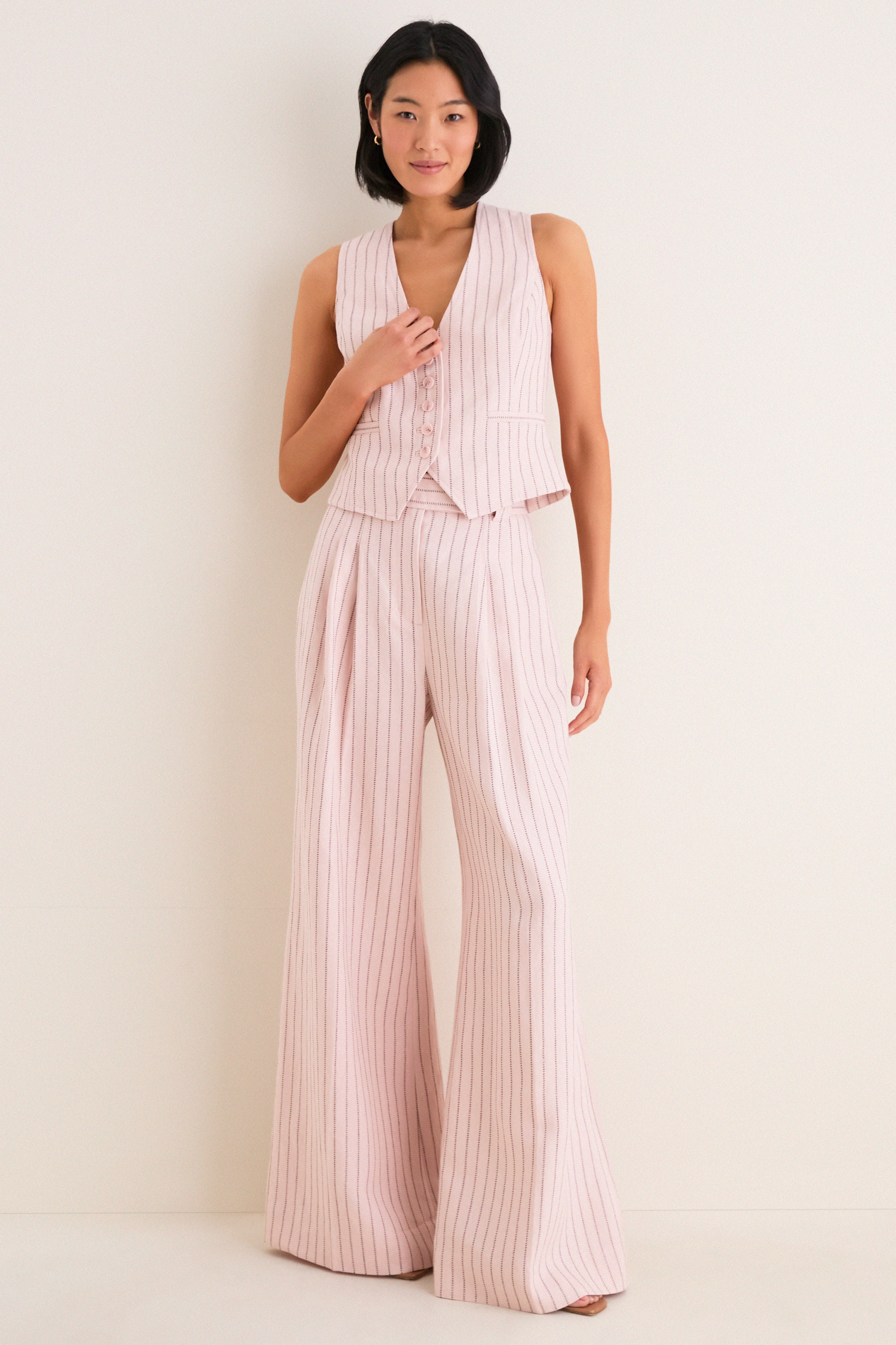 Pink Chocolate Stripe Alchemy Linen Wide Pant | Zimmermann