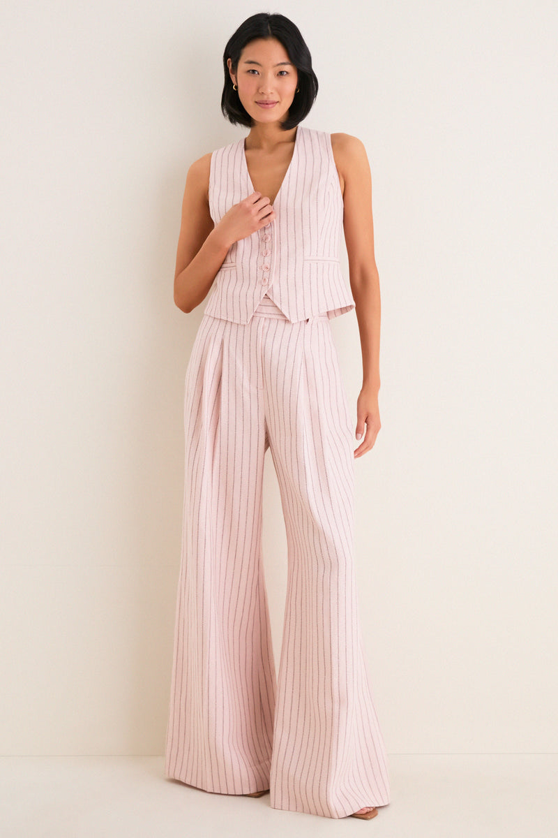 Pink Chocolate Stripe Alchemy Linen Wide Pant