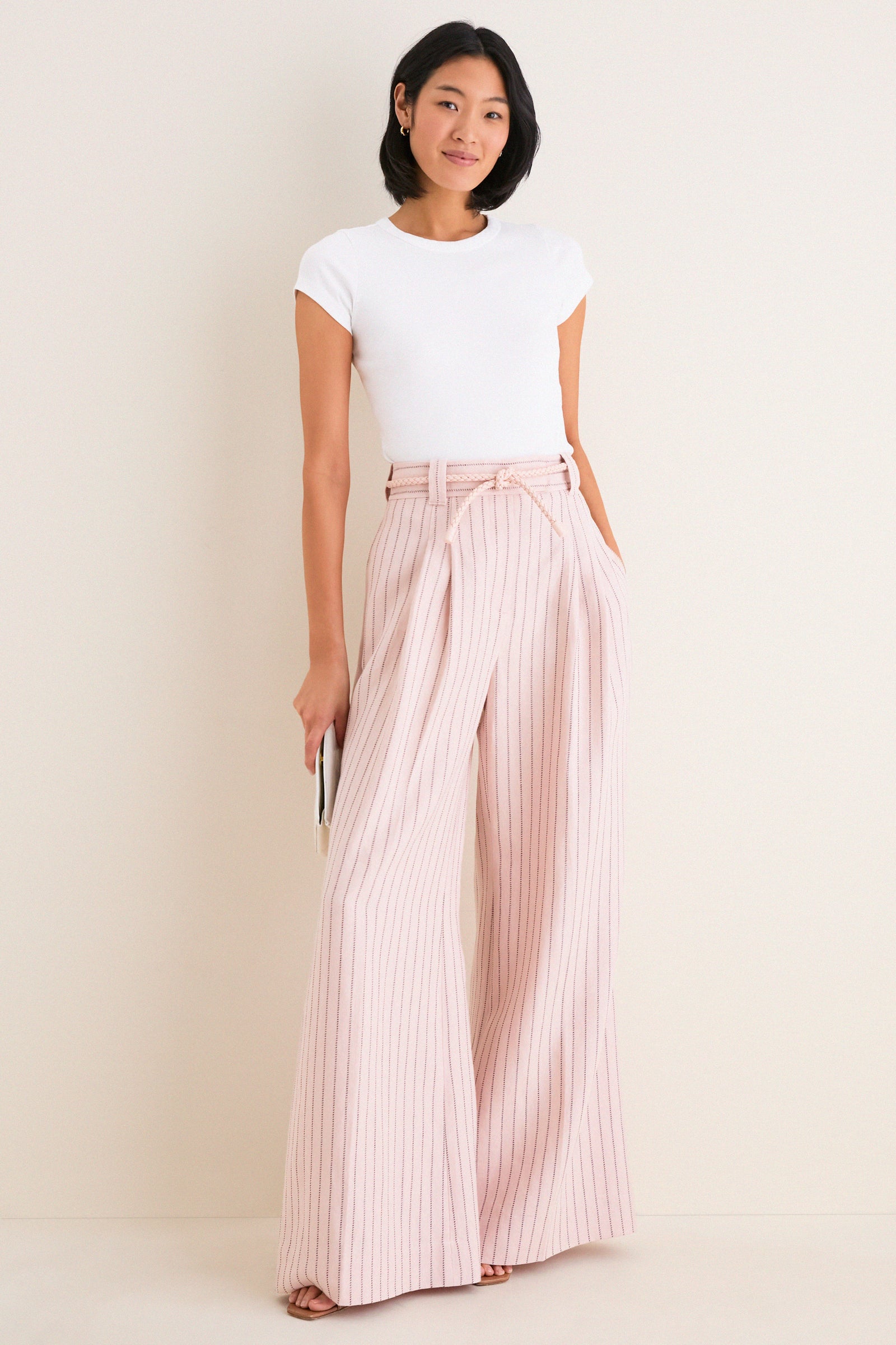 Pink Chocolate Stripe Alchemy Linen Wide Pant