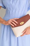 Ecru and Bright Oak Raffia Large Darley Pouch