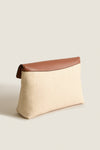 Ecru and Bright Oak Raffia Large Darley Pouch