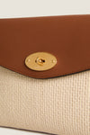 Ecru and Bright Oak Raffia Large Darley Pouch