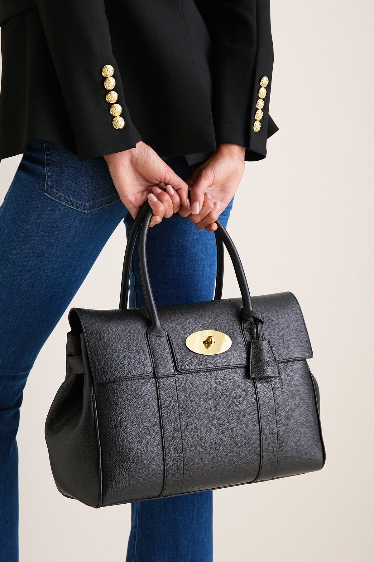 Black Small Classic Grain Bayswater Bag
