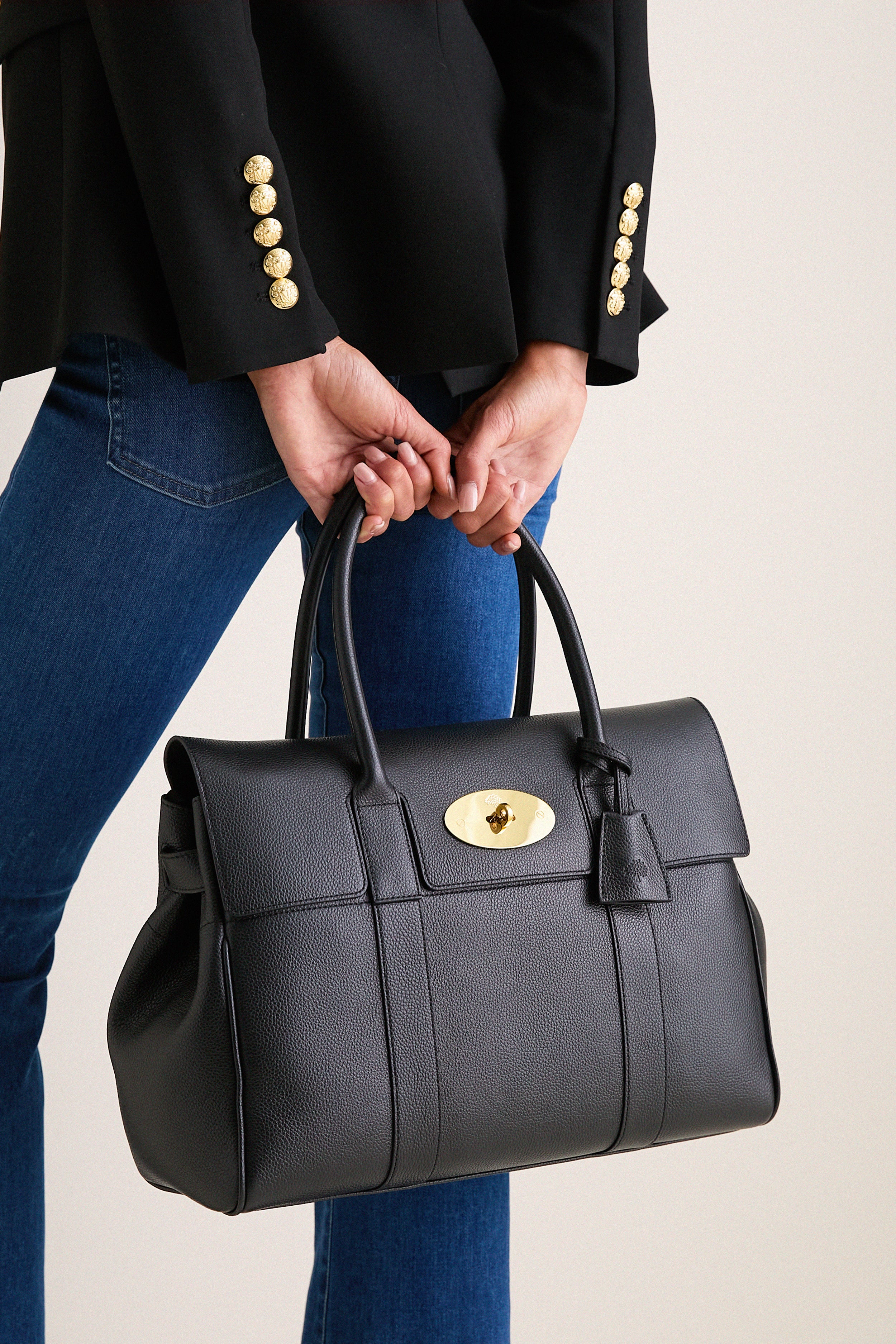 Black Small Classic Grain Bayswater Bag