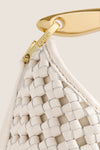 Ivory Woven Leather Small Boomerang Bag
