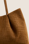 Cognac Croco Suede Dimple Tote