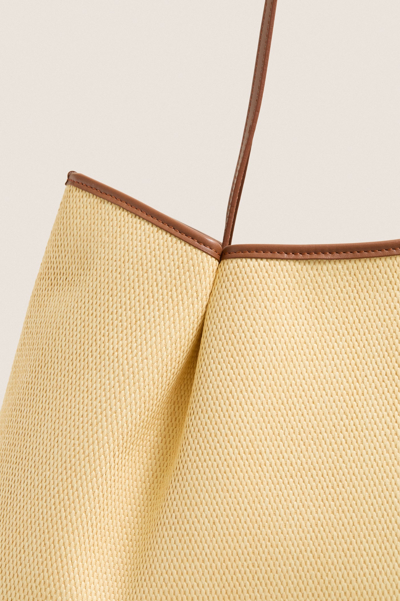 Natural and Cognac Raffia Dimple Tote