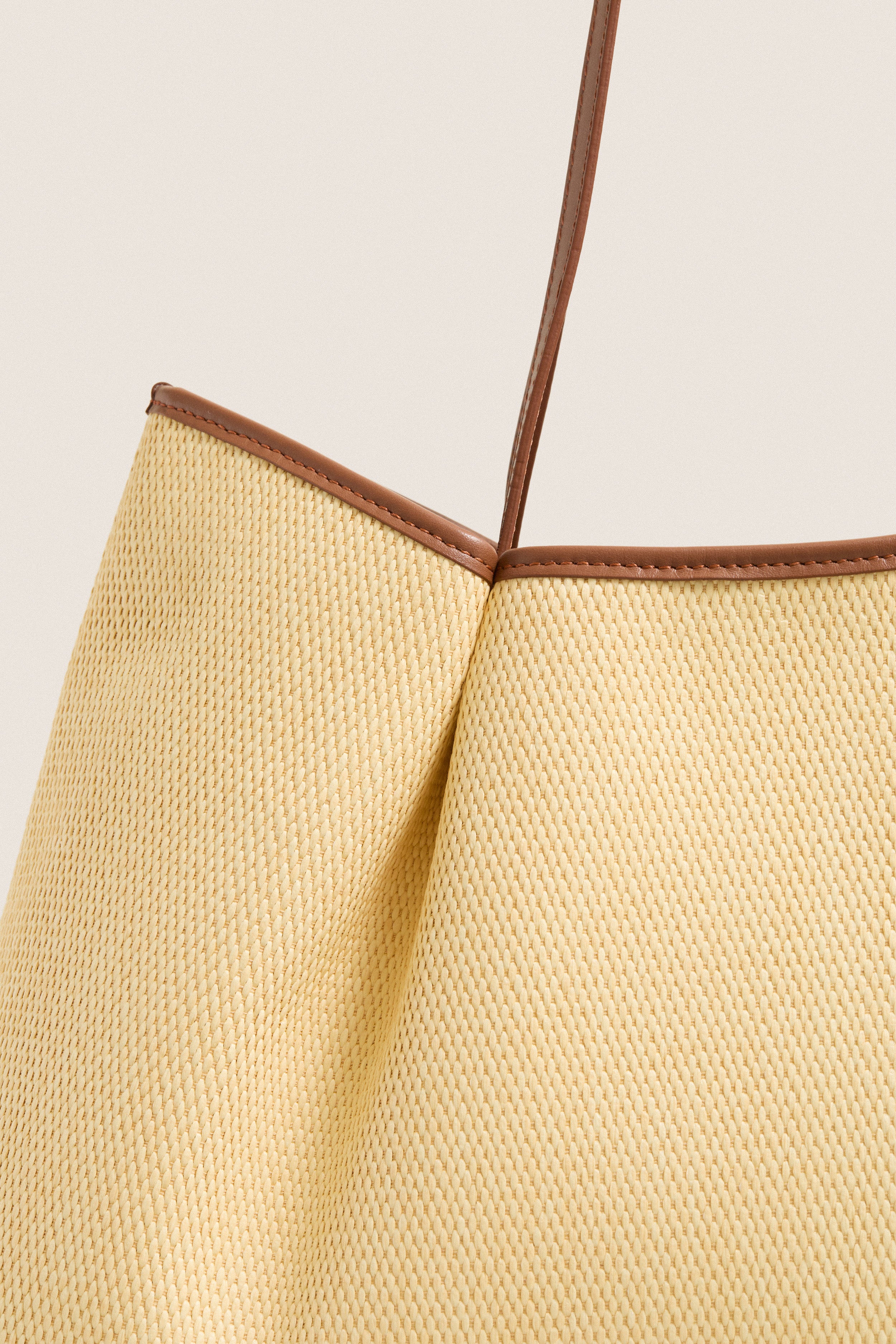 Natural and Cognac Raffia Dimple Tote