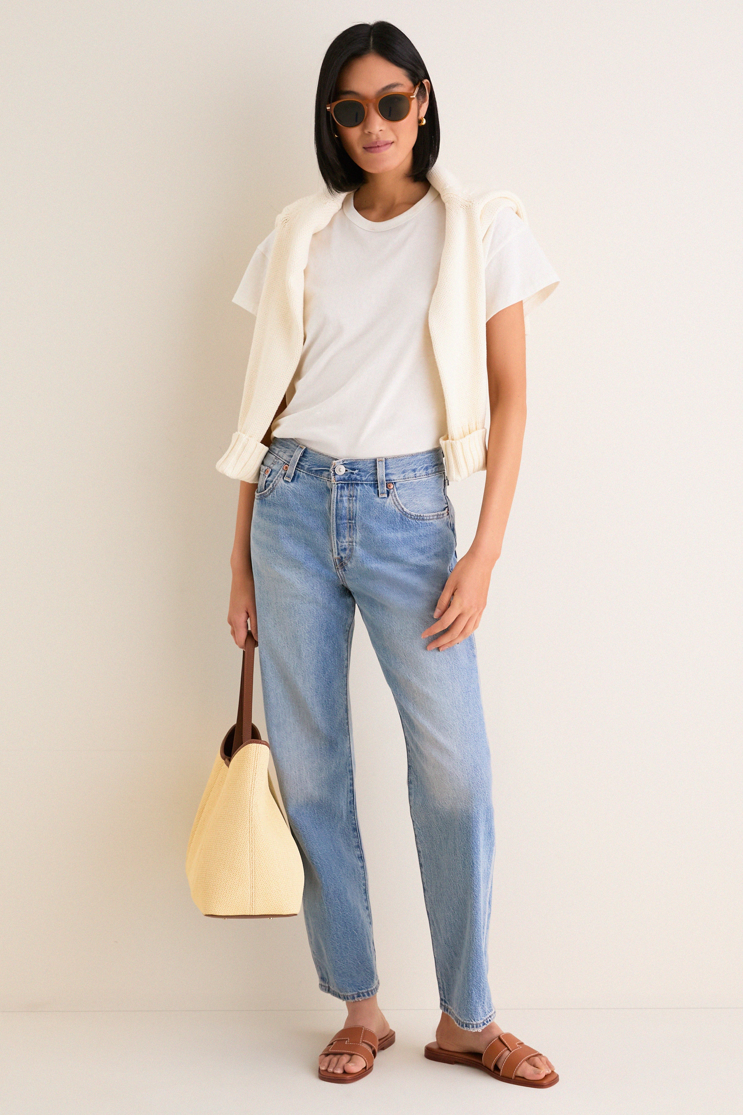 Natural and Cognac Raffia Dimple Tote