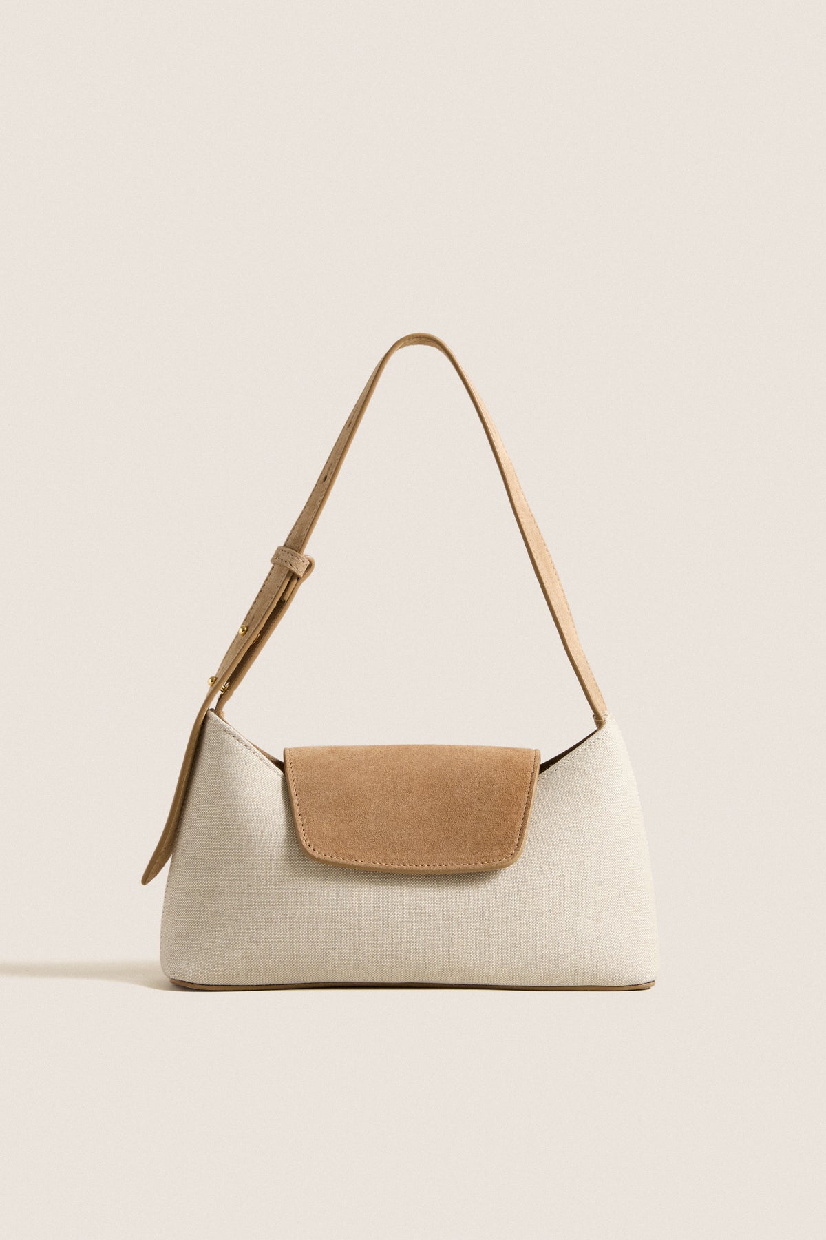Tan Suede and Canvas Envelope Bag