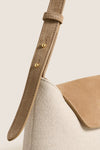 Tan Suede and Canvas Envelope Bag