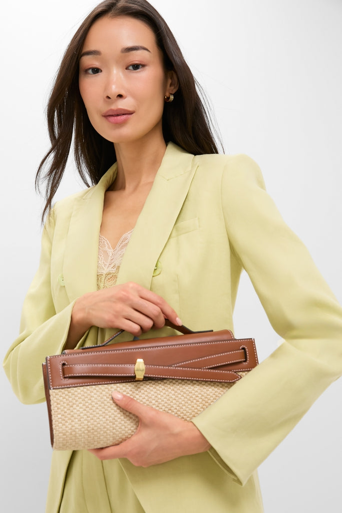 Hazelwood Natural Raffia Veronica Beard Dash Clutch
