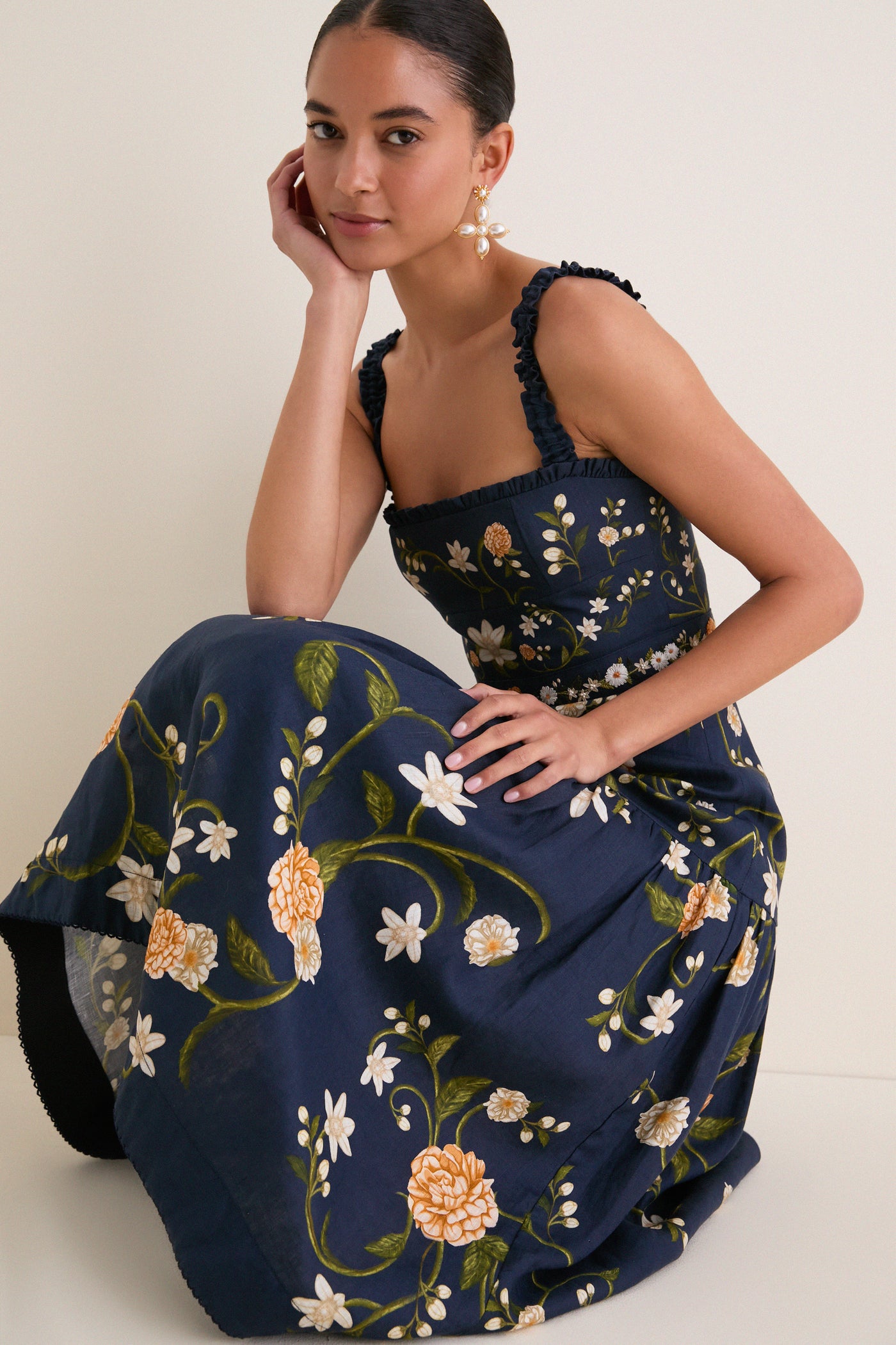 agua by agua bendita nispero midi dress Valle Nispero Midi Dress