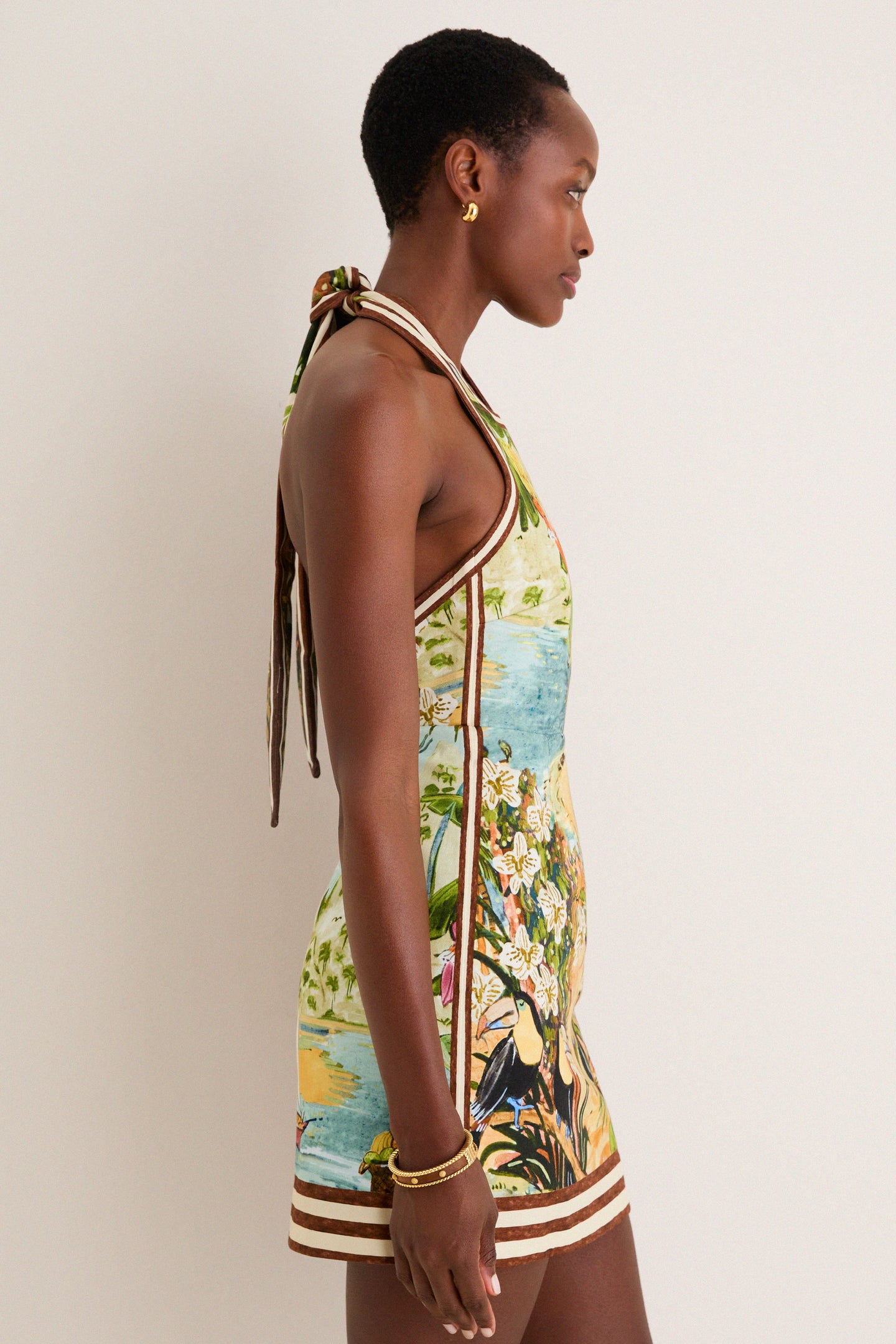 Multi Toucan Tango Halter Mini Dress