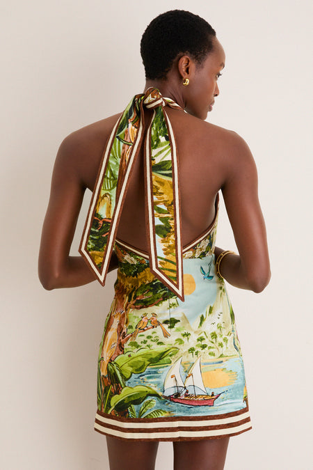 Multi Toucan Tango Halter Mini Dress