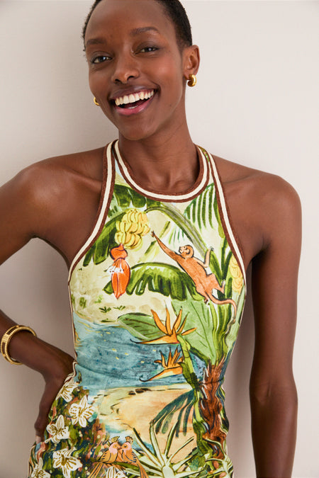 Multi Toucan Tango Halter Mini Dress