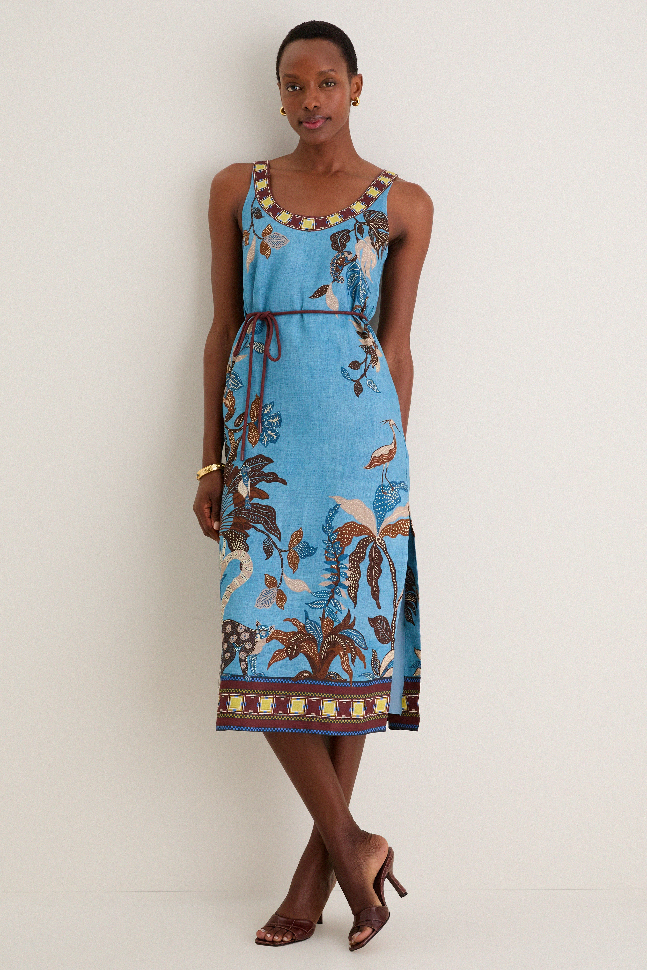 Multi Georgie Sleeveless Midi Dress | Alemais